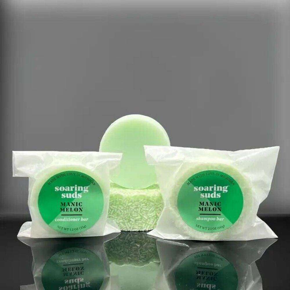 SOARING SUDS LOT OF 2 MANIC MELON SHAMPOO & CONDITION HANDCRAFTED BARS-NEW
